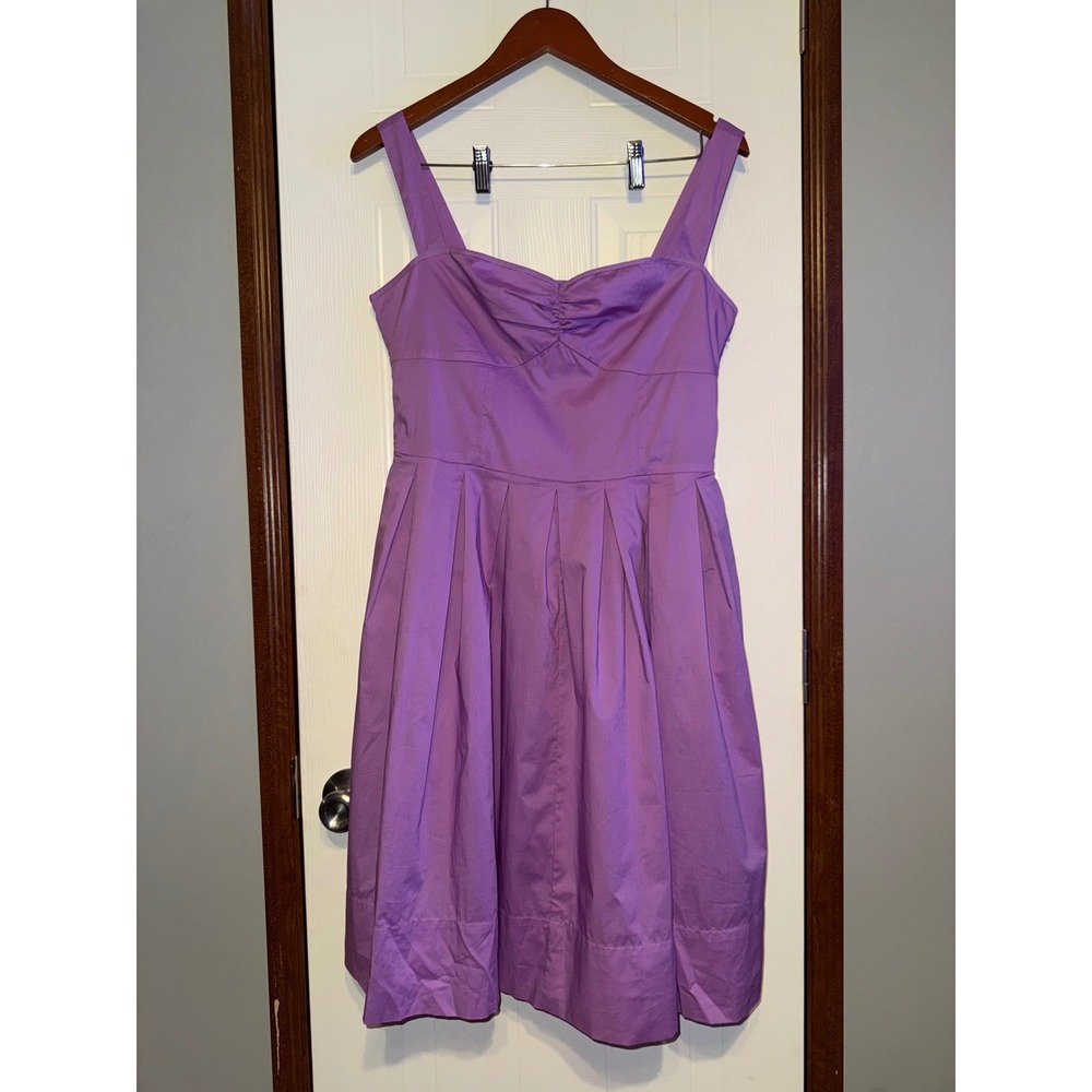 NWT Talbots Petites Purple Cotton Blend Fit & Flare Pleated Dress 8P Sweetheart